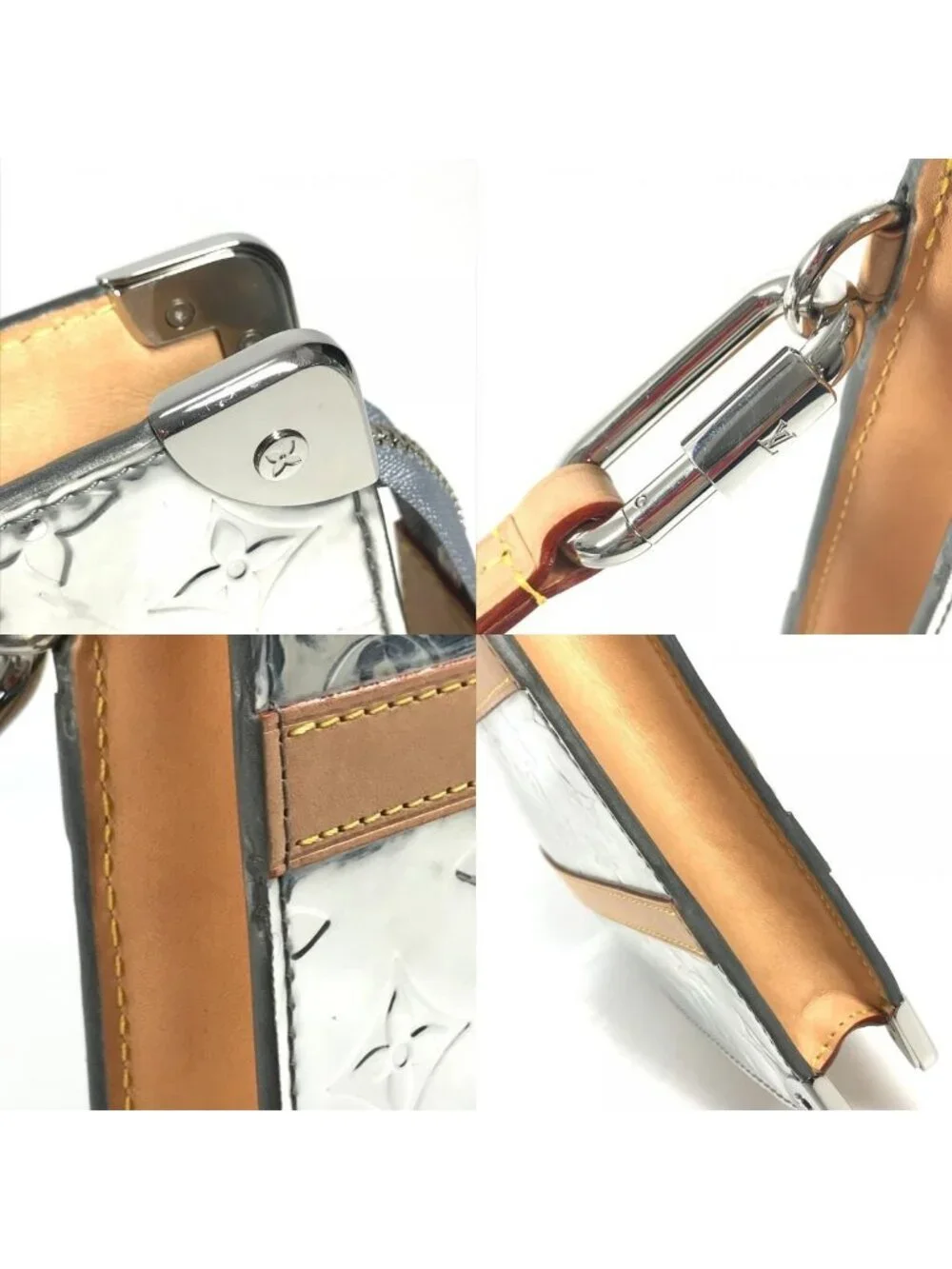Louis Vuitton Clutch Trunk Pochette Leather Silver